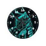 Toy Soldier in Black and Aqua wall clocks