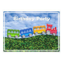 Toy Train in the Countryside Birthday Invitation