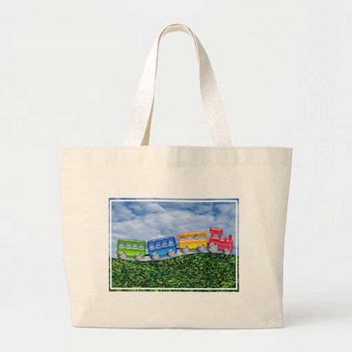 Toy Train in the Countryside Canvas Bags
