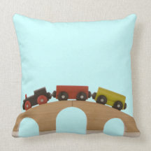 Toy Train Throw Pillow (Blue)