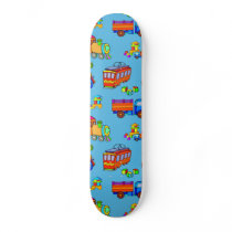 Toys - Red Trucks & Orange Trains Skate Deck