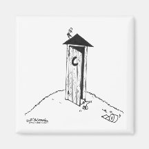 TP Rolls Away From an Outhouse Fridge Magnets