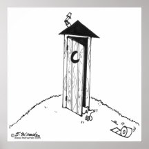 TP Rolls Away From an Outhouse Poster