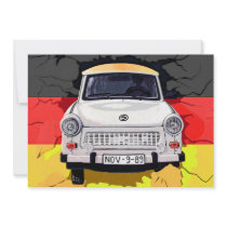 Trabant Car and German Flag, Berlin Wall Personalized Invitation