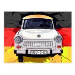 Trabant Car and German Flag, Berlin Wall Postcard
