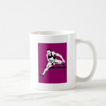 track and field athlete jumping hurdles coffee mug