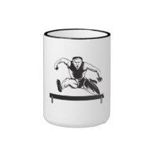 Track and Field Athlete Jumping Hurdles Mugs