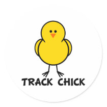 Track Chick Round Sticker