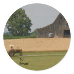 Tractor and Barn Gift Tag Sticker
