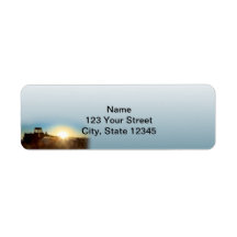 Tractor at Sunrise on a Blue Gradie Return Address Custom Return Address Labels