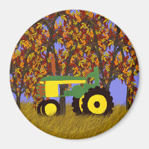 Tractor by Autumn Trees 1 Refrigerator Magnets