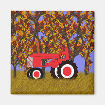 Tractor by Autumn Trees 2 Refrigerator Magnet