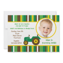 Tractor farm Photo Birthday Party Invitations