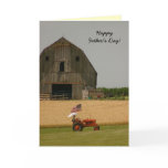 Tractor Father's Day Card: Old tractor and barn