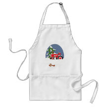 Tractor for Christmas Aprons