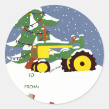 Tractor for Christmas Sticker