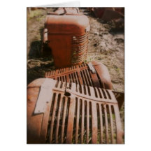Tractor Grills Laying Around: Greeting Card