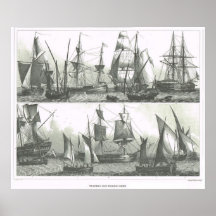 Trading and fishing ships in the 19th century poster