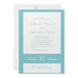 Traditional Aqua Wedding Invitations Monogram