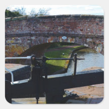 Traditional British Canal Lock Square Sticker