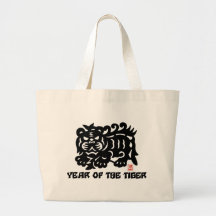 Traditional Chinese Paper Cut Year of Tiger Canvas Bags