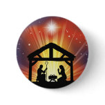 Traditional Christian Christmas Nativity Scene Buttons