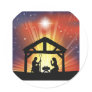 Traditional Christian Christmas Nativity Scene Round Stickers