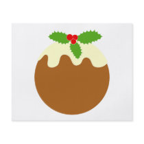 Traditional Christmas Pudding. On White. Flyer Design