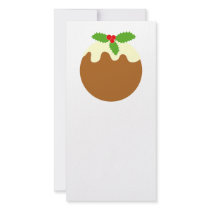 Traditional Christmas Pudding. On White. Customized Photo Card