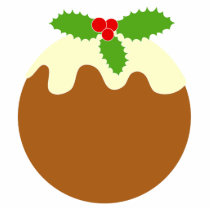 Traditional Christmas Pudding. On White. Cut Outs