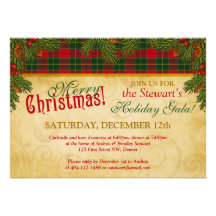 Traditional Christmas Tartan Plaid Holiday Party Invite