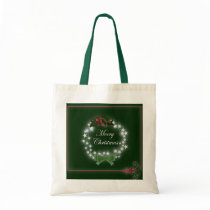Traditional Christmas Wreath and mistletoe Tote Bags