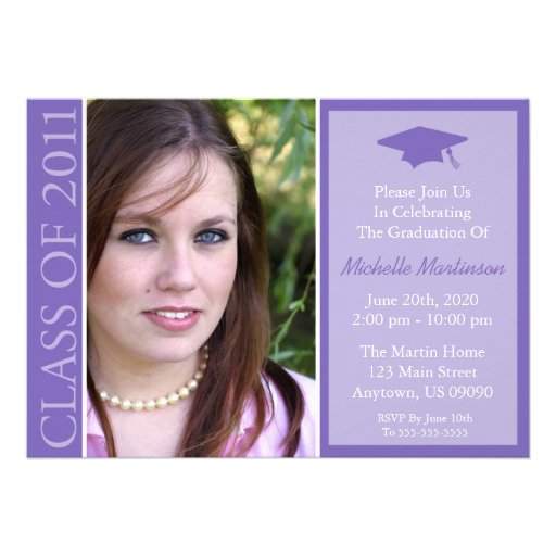 Traditional Class Of 2011 Graduation (Purple) Personalized Invite