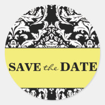 Traditional Damask Save the Date Sticker