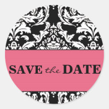 Traditional Damask Save the Date Sticker