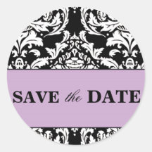 Traditional Damask Save the Date Sticker