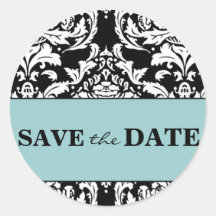 Traditional Damask Save the Date Sticker