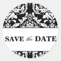 Traditional Damask Save the Date Sticker