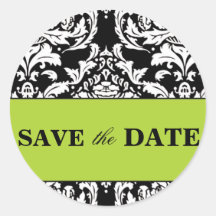 Traditional Damask Save the Date Sticker