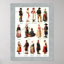 Traditional  Folk Costumes of Sweden Poster