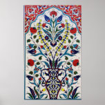 Traditional islamic floral design tiles print
