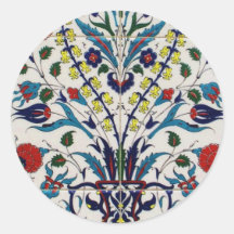 Traditional OTTOMAN floral design tiles Round Stickers