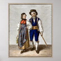 Traditional Swiss Couple from Oberhasli, Bern Print