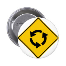 Traffic Circle Highway Sign Pinback Button