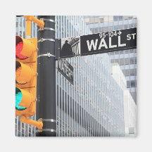 Traffic Light and Wall Street Sign Refrigerator Magnet