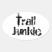 Trail Junkie Oval Decal B/W Oval Stickers