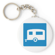 Trailer Camping Highway Sign Keychain