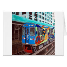 Train d'EL de graffiti de Chicago Carte De Vœux