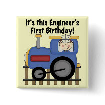 Train Engineer 1st Birthday Tshirts and gifts Pin