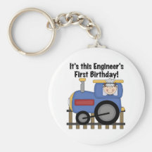 Train Engineer 1st Birthday Tshirts and gifts Keychain